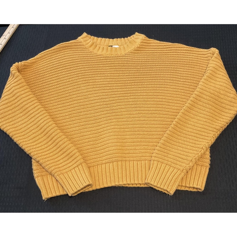 DIVIDED H&M Sweater Womens Small Yellow Chunky Knit Oversized Crew Neck Pullover